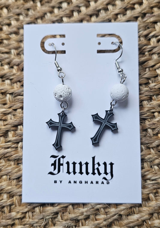 Gothic mini cross earrings