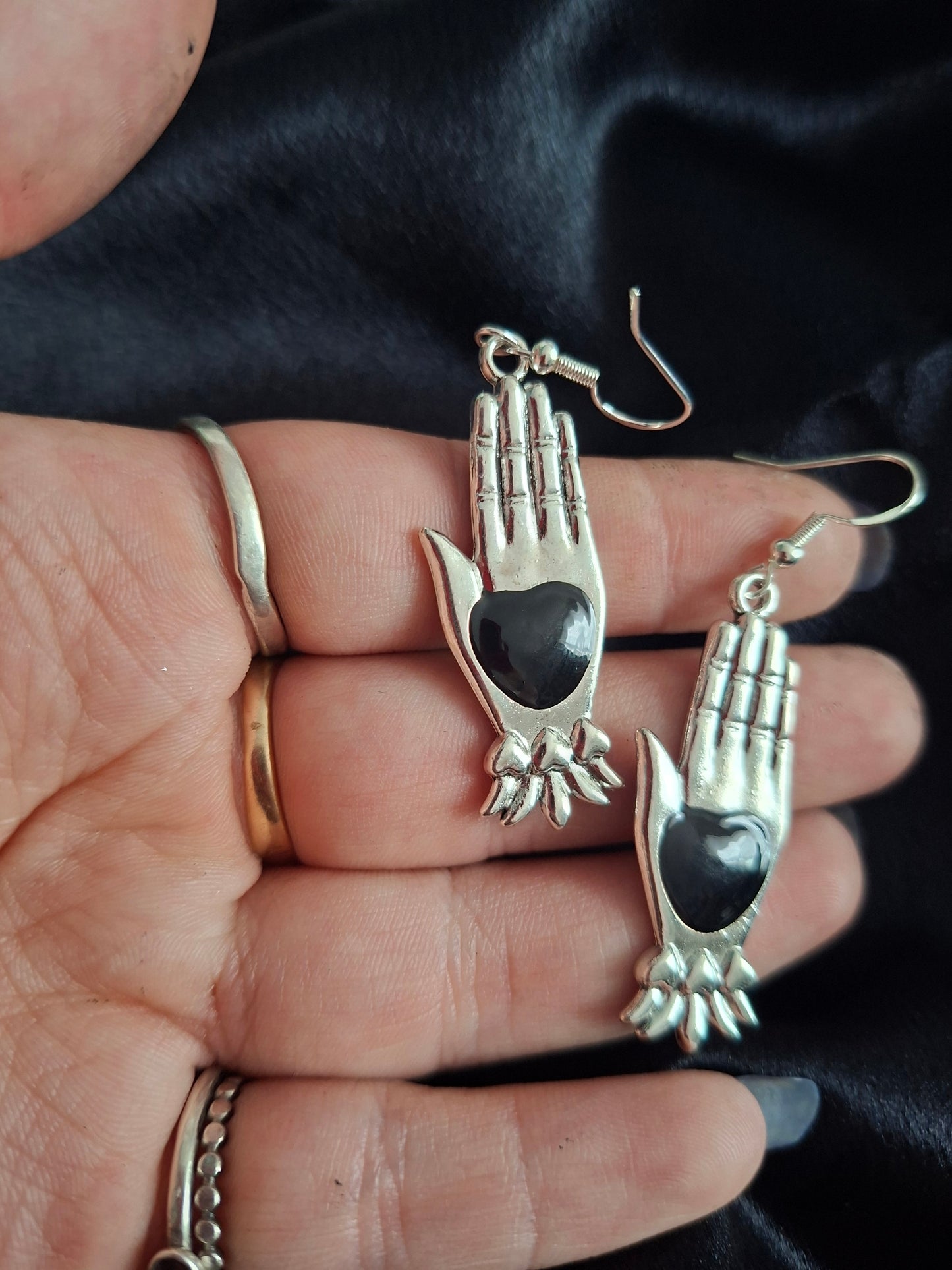 Gothic hand earrings