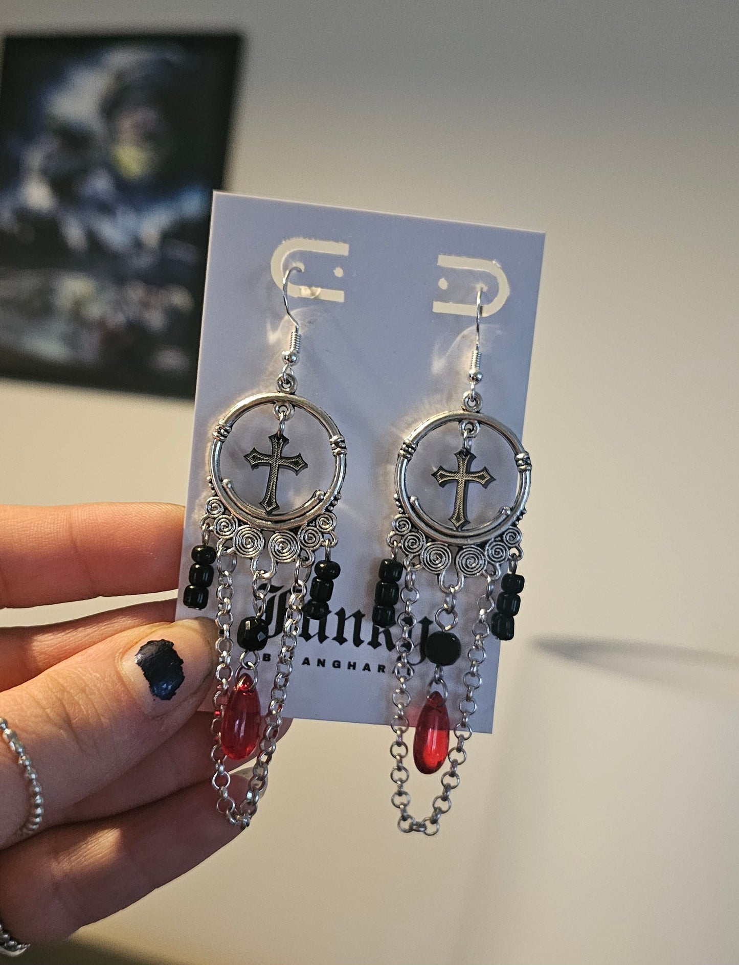 Cross chandelier earrings
