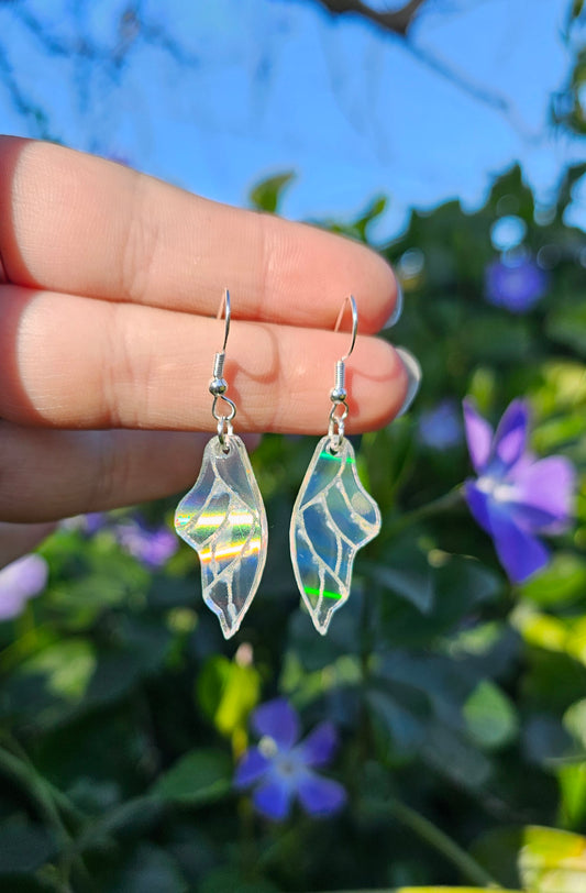 Holographic wing earrings