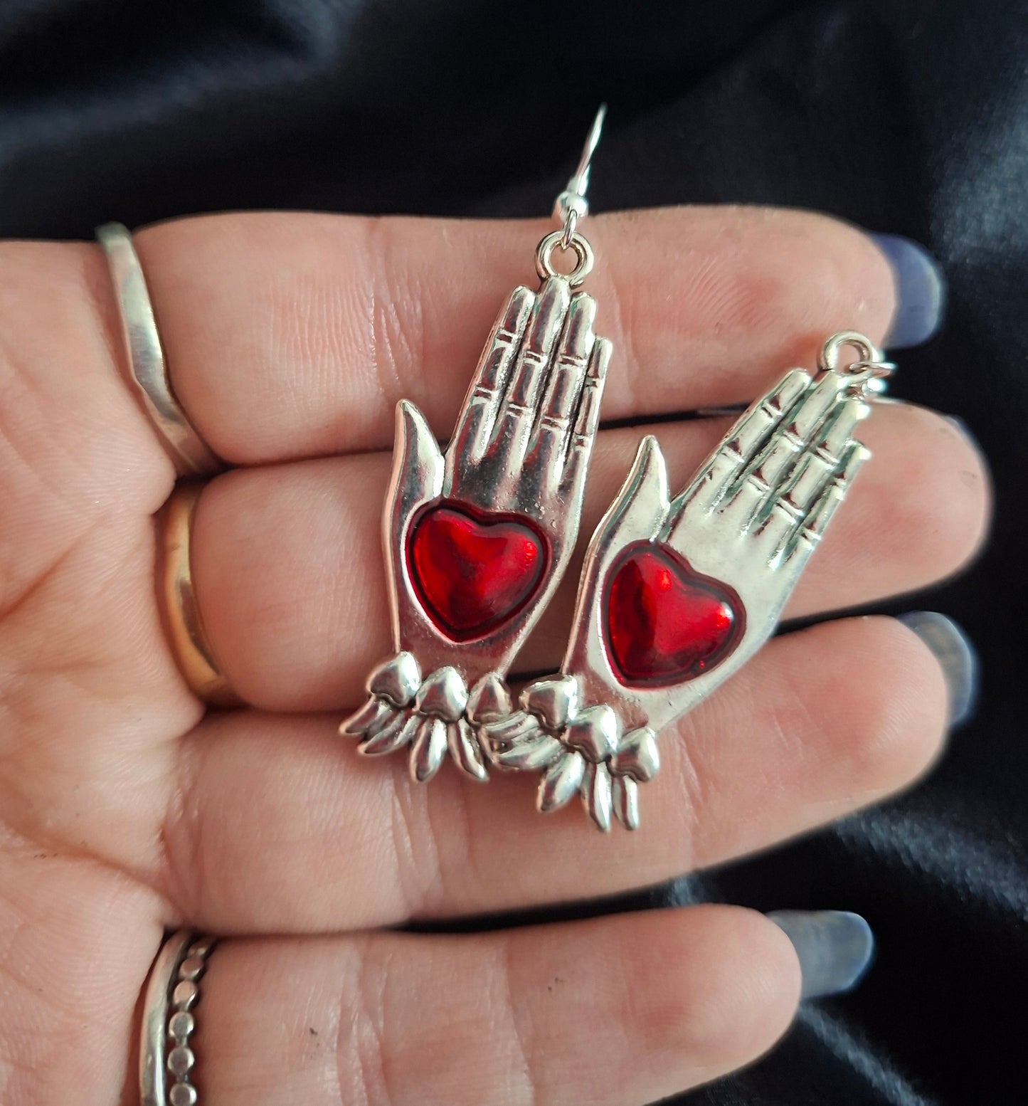 Gothic hand earrings
