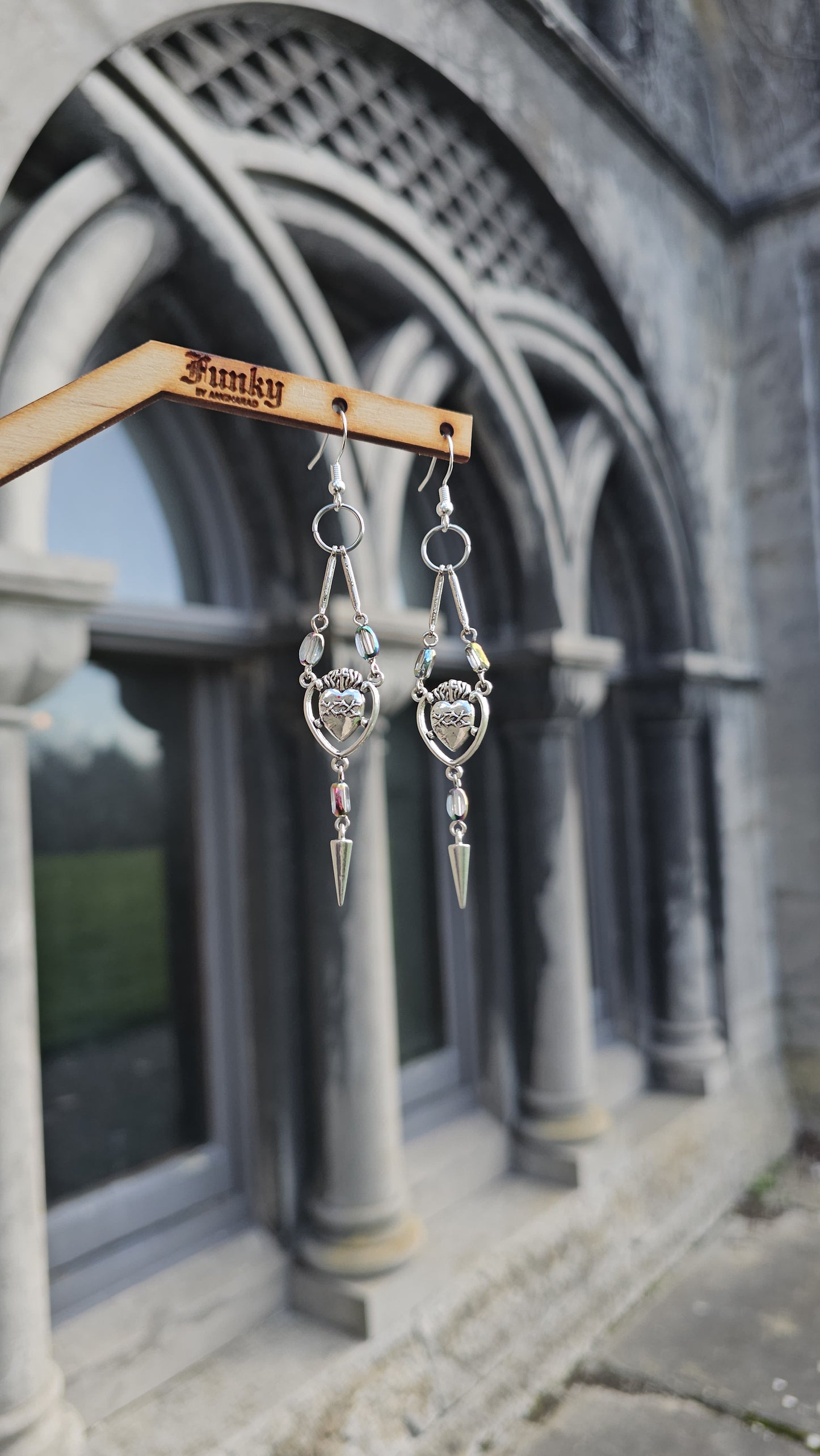 Sacred heart spike earrings