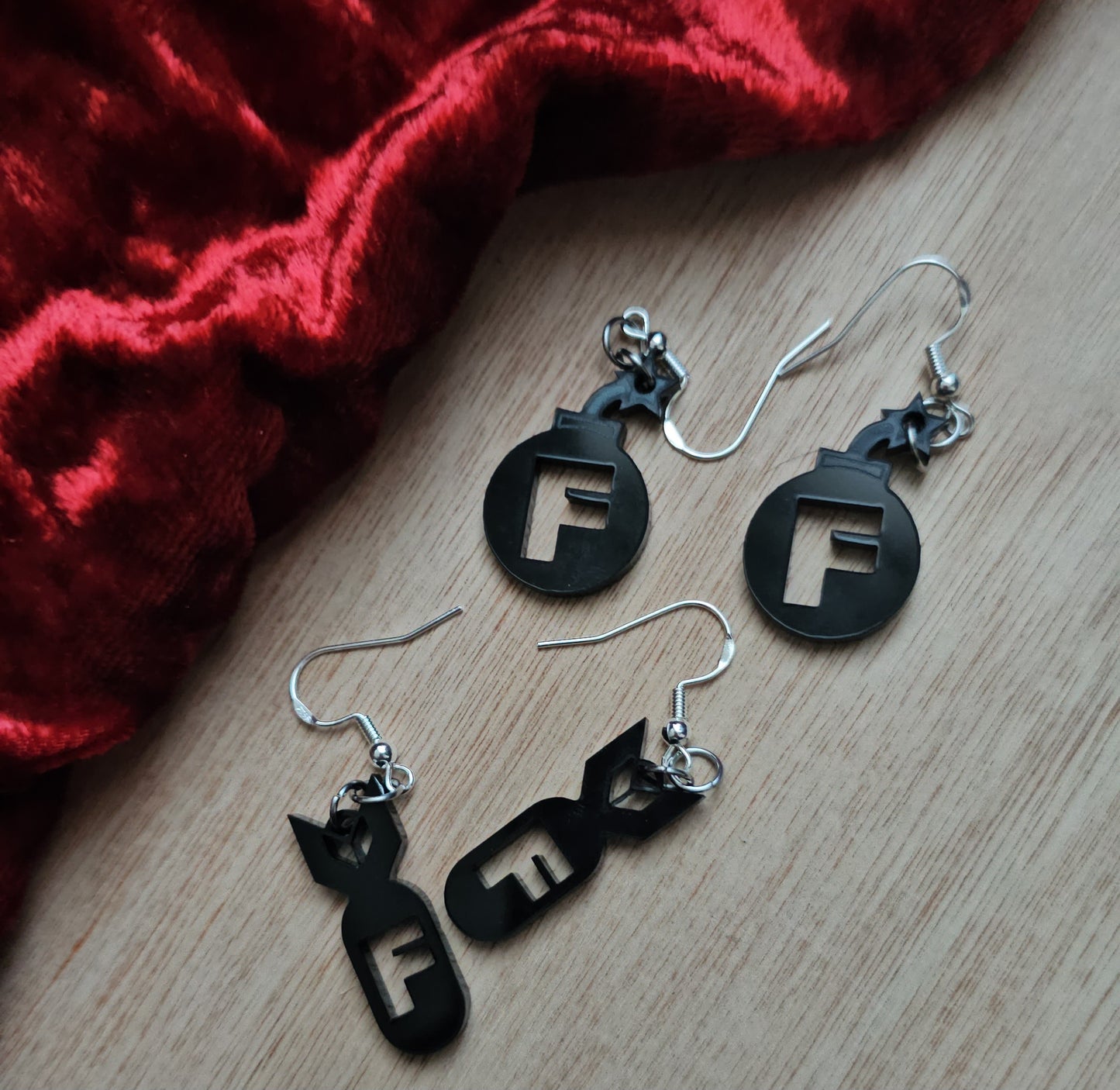 F bomb earrings