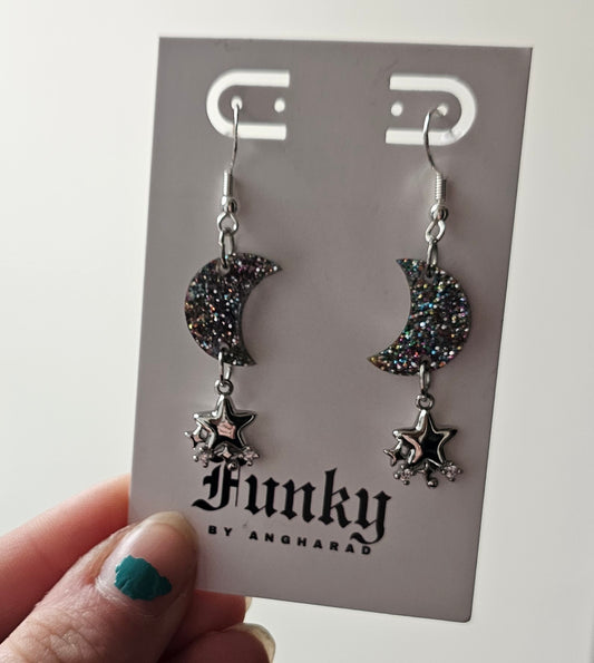 Glitter moon earrings