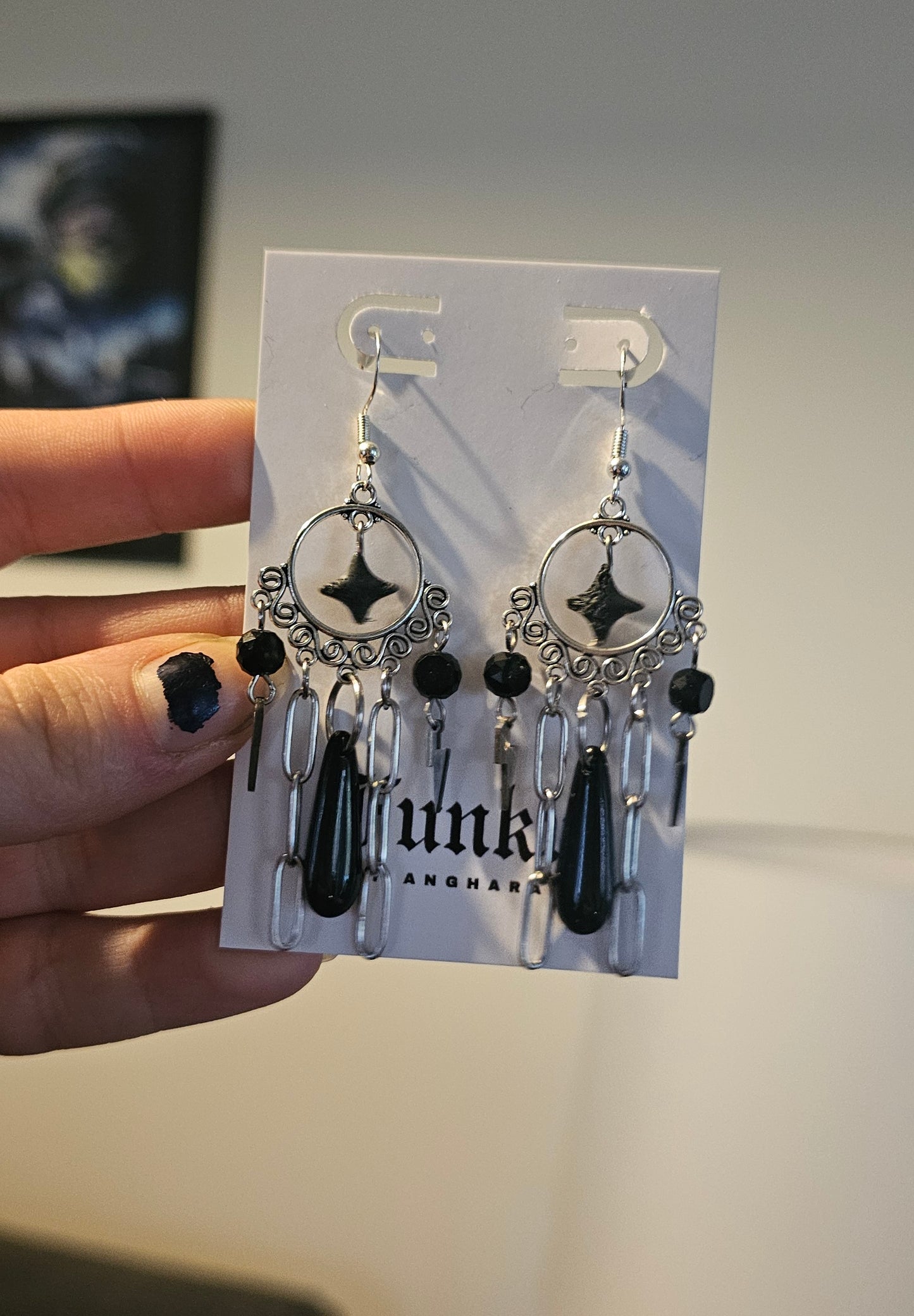 Lightning bolt chandelier earrings