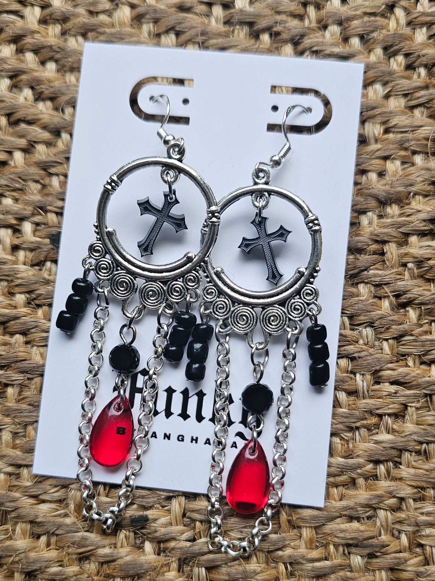 Cross chandelier earrings