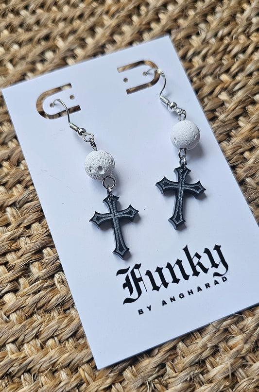 Gothic mini cross earrings