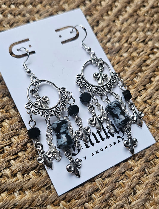 fleur de lis chandelier earrings