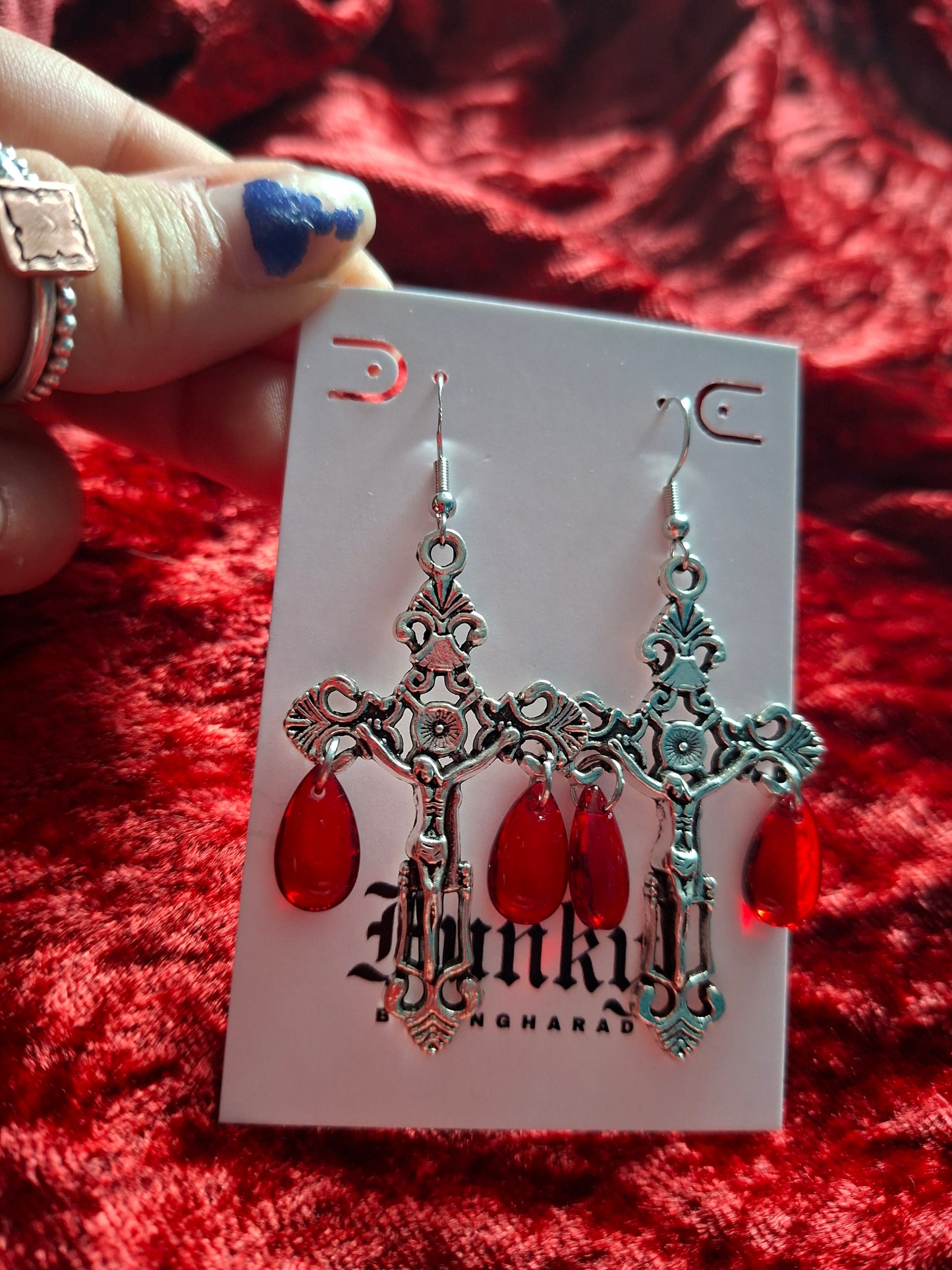On the cross earrings
