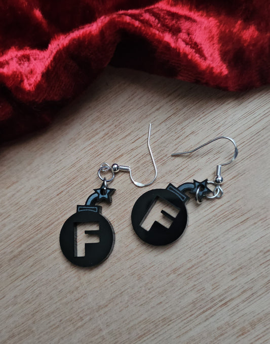 F bomb earrings