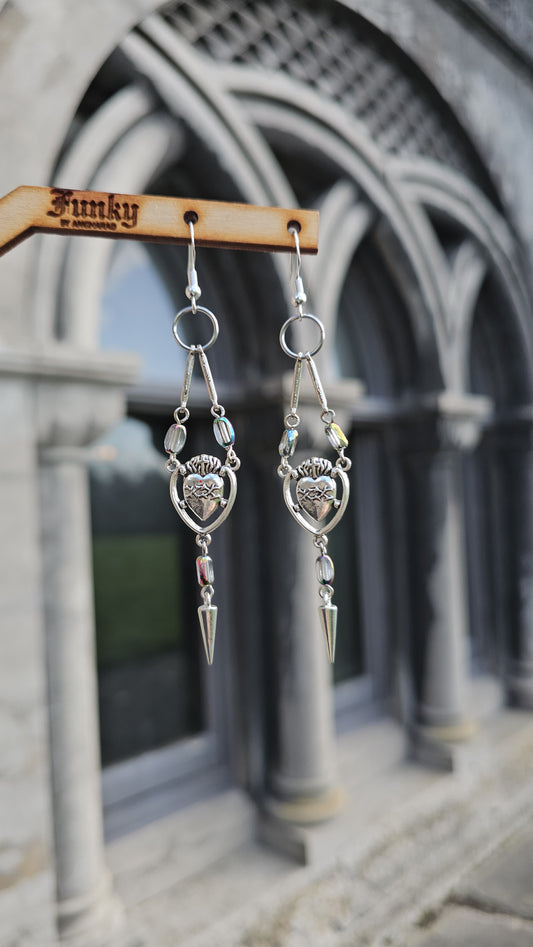 Sacred heart spike earrings