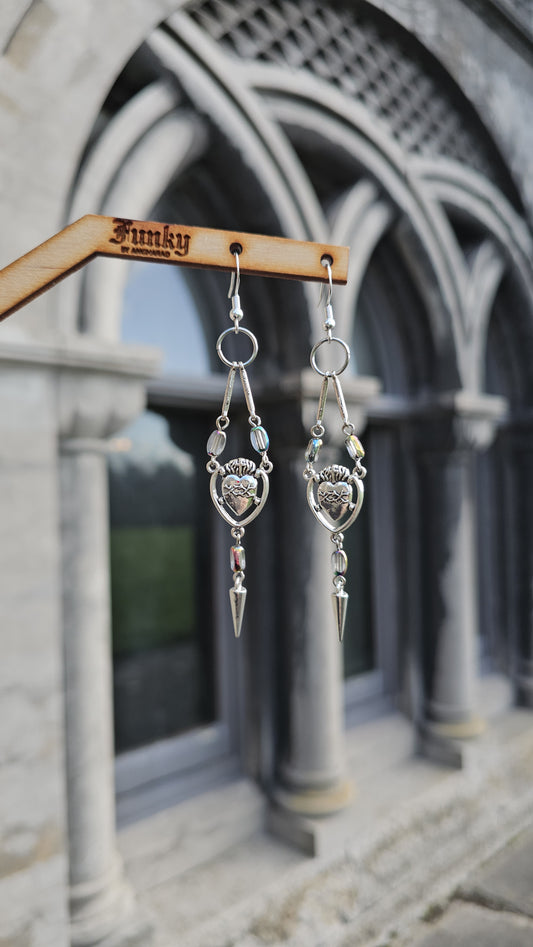 Sacred heart spike earrings