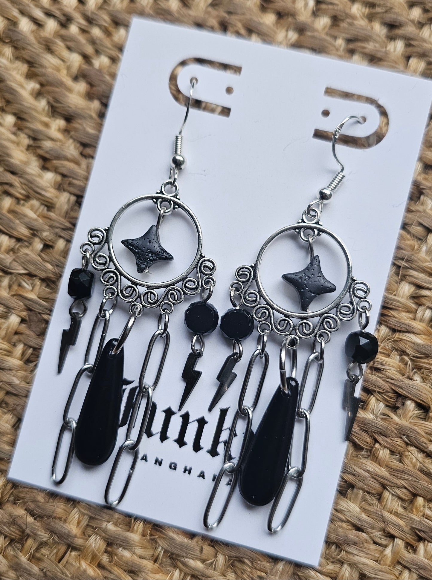 Lightning bolt chandelier earrings