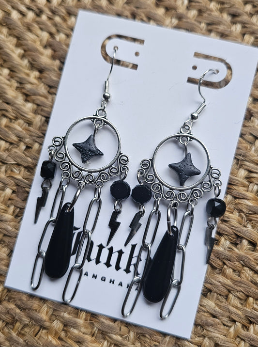 Lightning bolt chandelier earrings