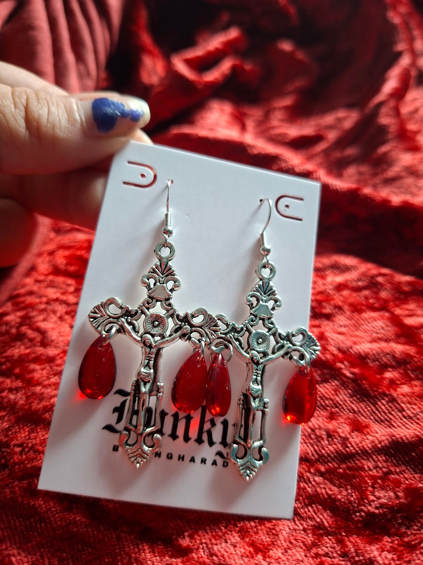 On the cross earrings
