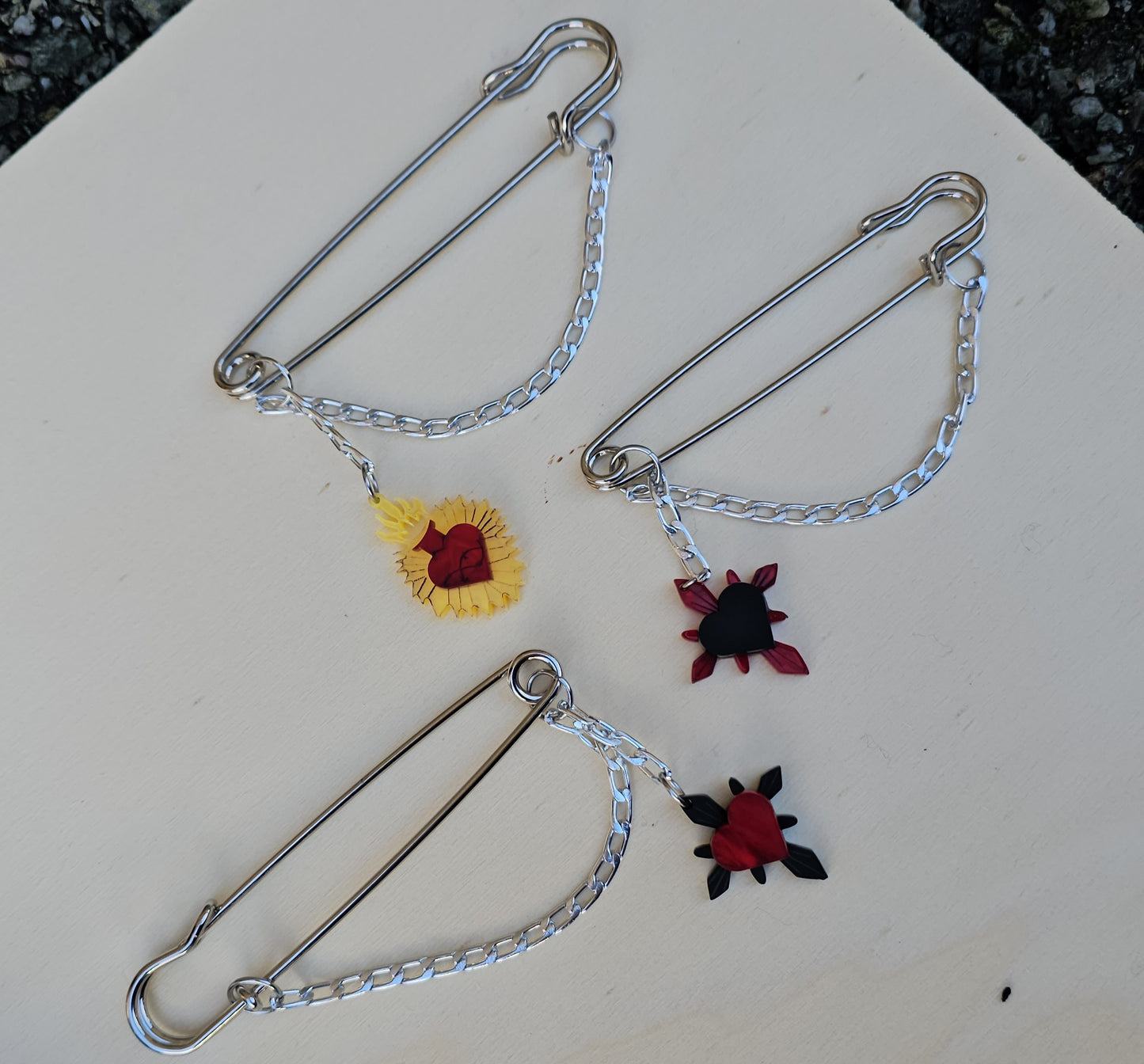 Sacred heart chunky pins