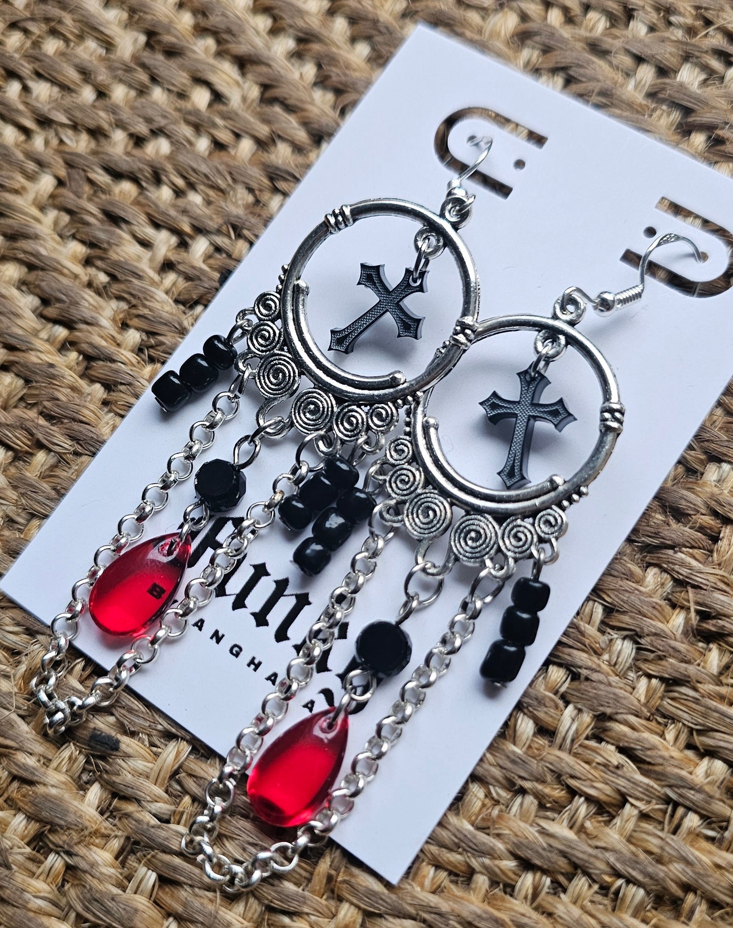 Cross chandelier earrings