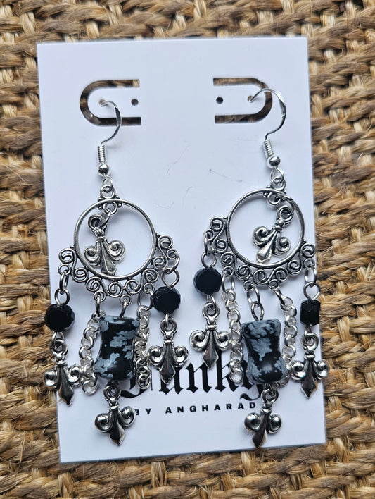 fleur de lis chandelier earrings