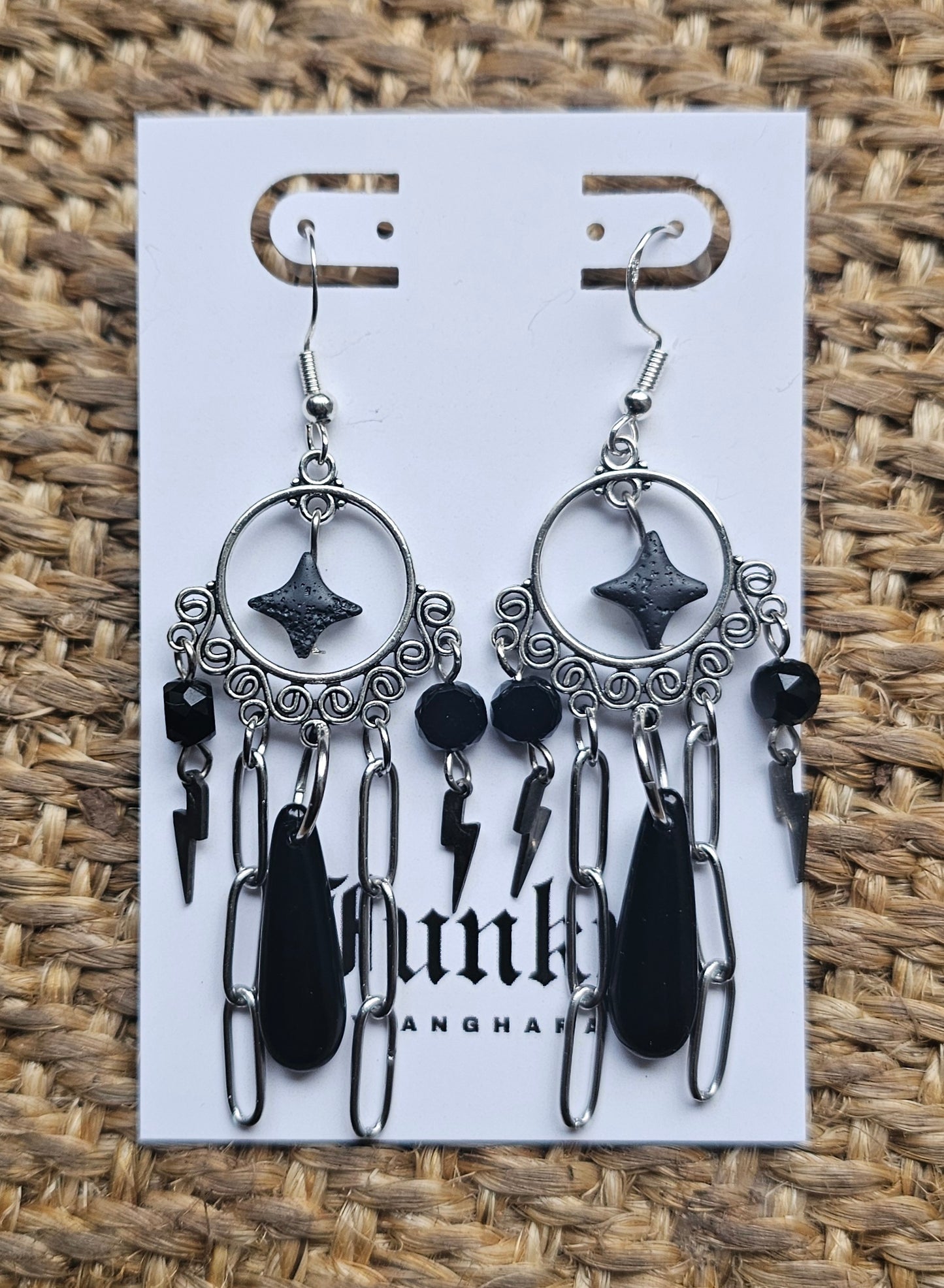 Lightning bolt chandelier earrings
