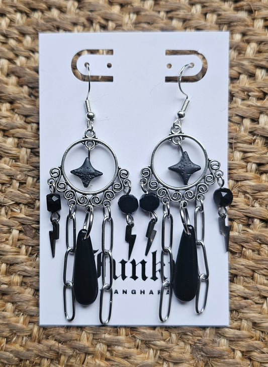 Lightning bolt chandelier earrings