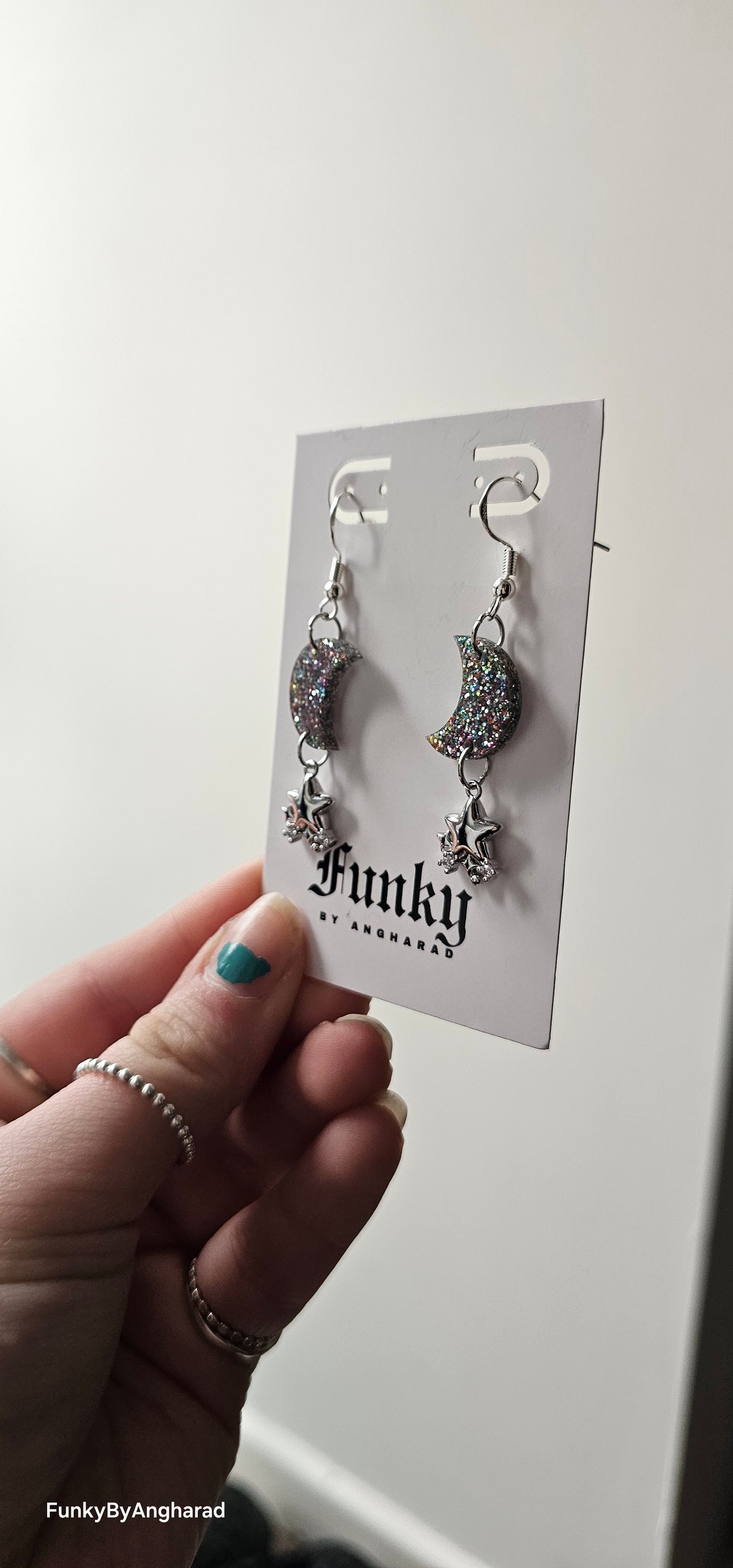 Glitter moon earrings